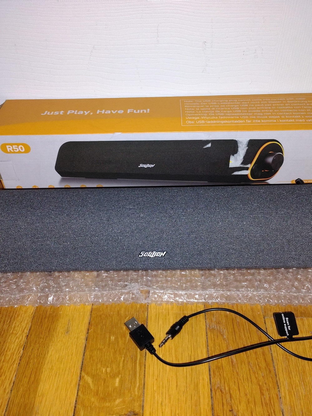 SOULION R50 Bluetooth PC Soundbar Computer Speaker USB Powered 3.5mm Aux Grey